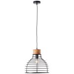 Brilliant Avia Pendelleuchte Metall Holz Schwarz | 350mm - Geeignet für 1x E27