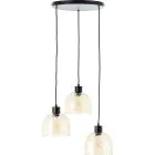 Brilliant Casto Pendelleuchte Glas Pendelleuchte Metall Schwarz Beige | 510mm - Geeignet für 3x E27